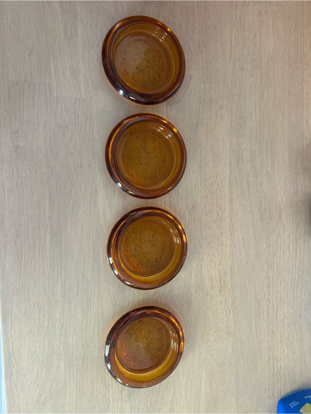 Amber Glass vintage coasters- Set of 4